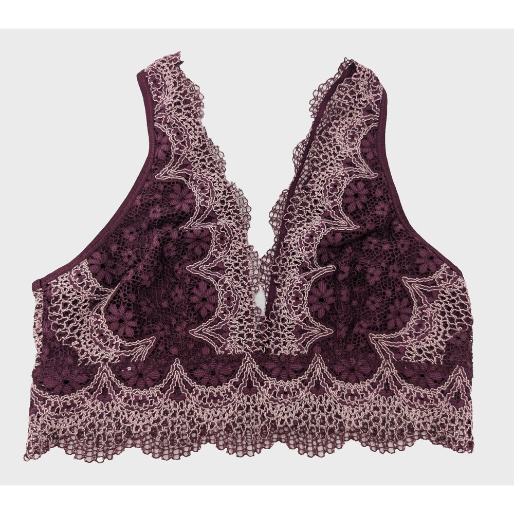 Victoria's Secret Bralette L Plum Purple Lace Unlined Pullover